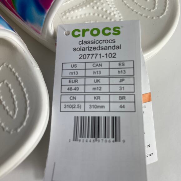 Crocs Slide Sandals Mens 13 Tie Dye Solarized 2 Strap Slip On Comfy Shoes Spring - Picture 3 of 9